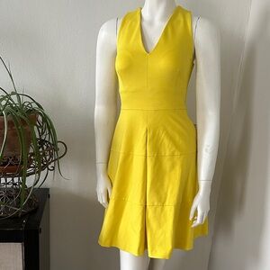 Banana Republic Fit&Flare Dress Bright Yellow V-Neck & CrissCross Back- 0P